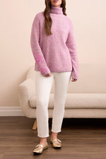 Tribal Fall 2025-2313O-8196-Long Sleeve Turtle Neck Sweater W/Embroidery-Cameo - The Coach Pyramids