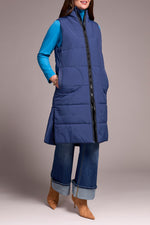 Tribal Fall 2025-2314O-3823-Zip Front Quilted Vest-Marine - The Coach Pyramids