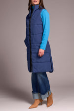Tribal Fall 2025-2314O-3823-Zip Front Quilted Vest-Marine - The Coach Pyramids