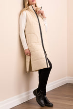 Tribal Fall 2025-2314O-3823-Zip Front Quilted Vest-Moon Stone - The Coach Pyramids