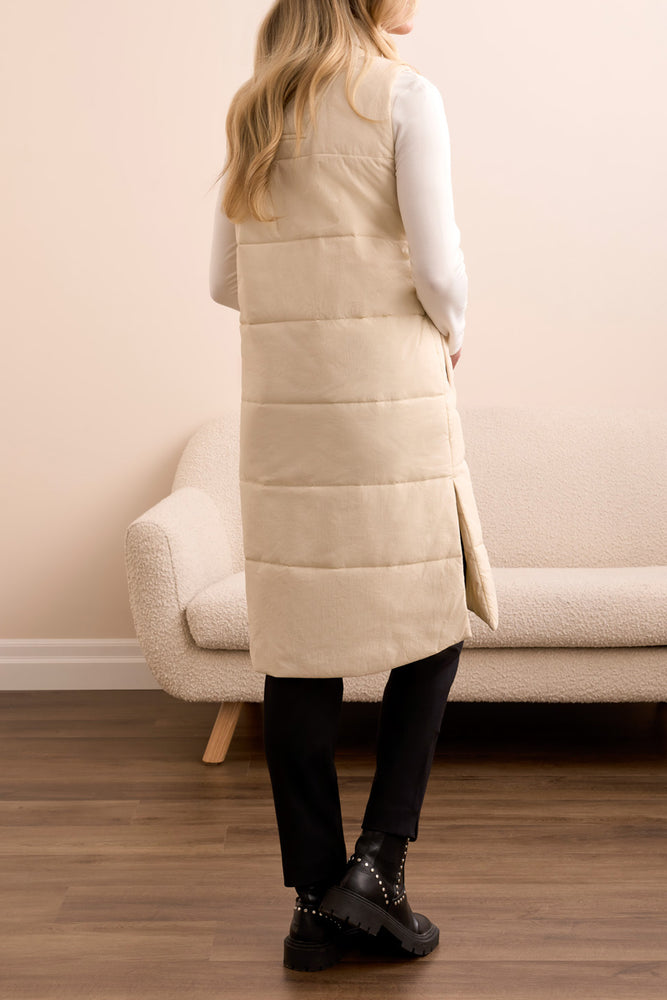 Tribal Fall 2025-2314O-3823-Zip Front Quilted Vest-Moon Stone - The Coach Pyramids