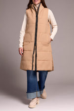 Tribal Fall 2025-2314O-3823-Zip Front Quilted Vest-Ice Latte - The Coach Pyramids