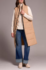 Tribal Fall 2025-2314O-3823-Zip Front Quilted Vest-Ice Latte - The Coach Pyramids