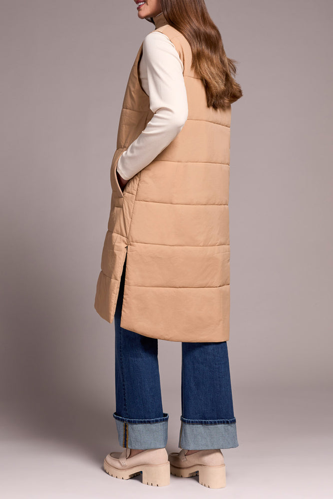 Tribal Fall 2025-2314O-3823-Zip Front Quilted Vest-Ice Latte - The Coach Pyramids