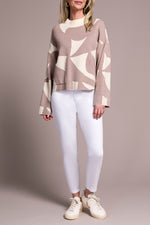 Tribal Fall 2025-2315O-8277-Long Sleeve Mock Neck Sweater W/Pocket-Sand Stone - The Coach Pyramids