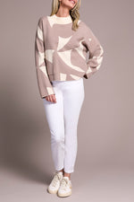 Tribal Fall 2025-2315O-8277-Long Sleeve Mock Neck Sweater W/Pocket-Sand Stone - The Coach Pyramids