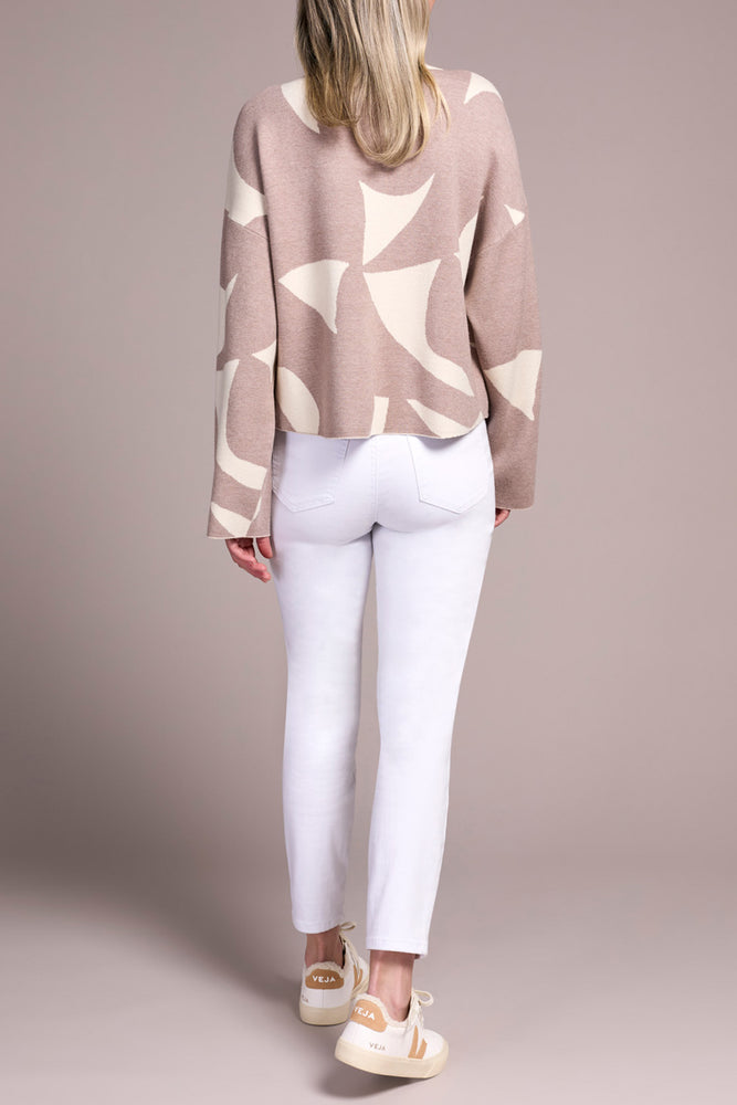 Tribal Fall 2025-2315O-8277-Long Sleeve Mock Neck Sweater W/Pocket-Sand Stone - The Coach Pyramids