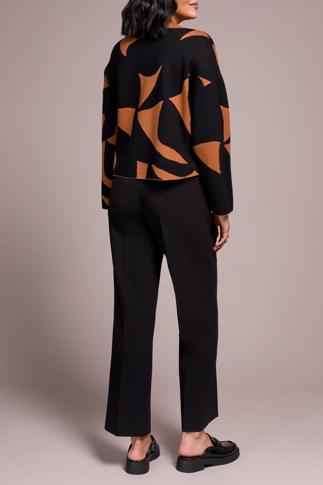 Tribal Fall 2025-2315O-8277-Long Sleeve Mock Neck Sweater W/Pocket-Bran - The Coach Pyramids