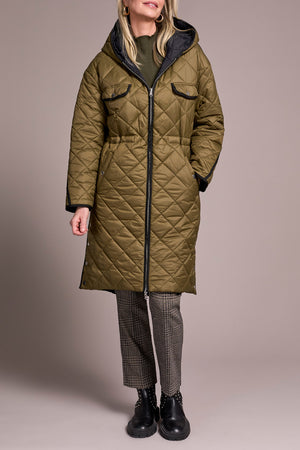 Tribal Fall 2025-2316O-8314-Long Sleeve Front Reverse Puffer Jacket W/Hood-Ivy - The Coach Pyramids
