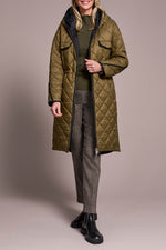 Tribal Fall 2025-2316O-8314-Long Sleeve Front Reverse Puffer Jacket W/Hood-Ivy - The Coach Pyramids