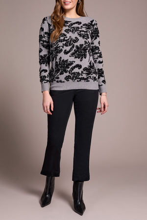 Tribal Fall 2025-2318O-8273-Long Sleeve Crew Neck Sweater-Grey Mix - The Coach Pyramids