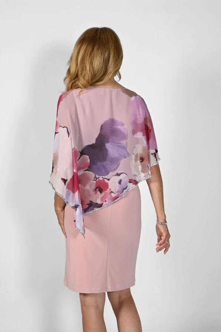 Frank Lyman-232204-Woven Dress-Blush/Purple - The Coach Pyramids