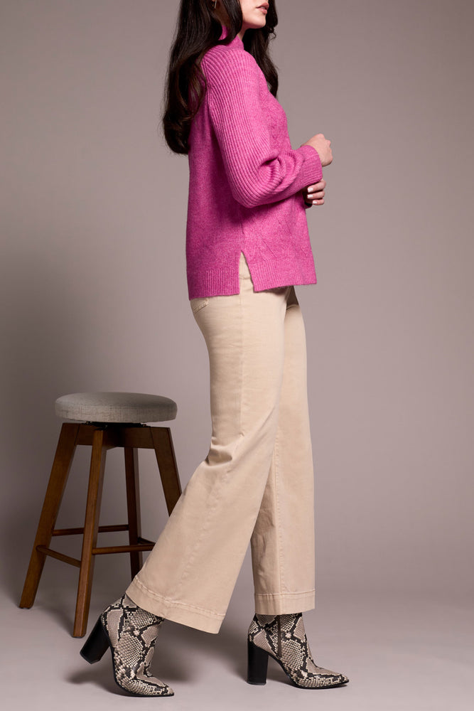 Tribal Fall 2025-2322O-3590-Long Sleeve Mock Neck Sweater-Cameo - The Coach Pyramids