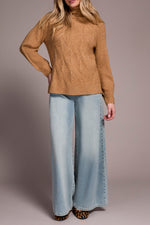 Tribal Fall 2025-2322O-3590-Long Sleeve Mock Neck Sweater-Ice Latte - The Coach Pyramids