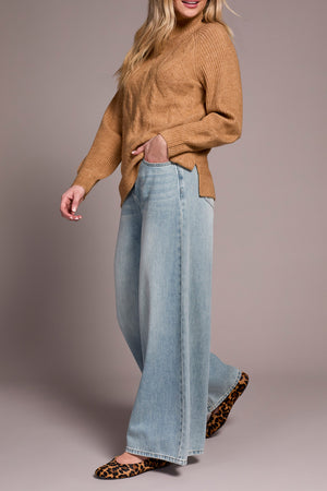 Tribal Fall 2025-2322O-3590-Long Sleeve Mock Neck Sweater-Ice Latte - The Coach Pyramids