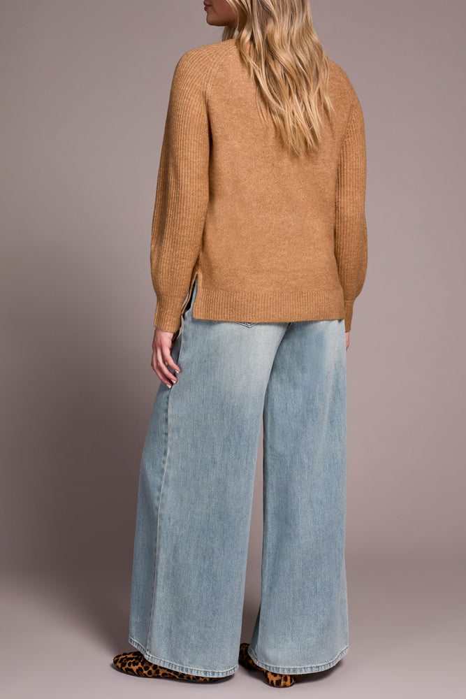 Tribal Fall 2025-2322O-3590-Long Sleeve Mock Neck Sweater-Ice Latte - The Coach Pyramids