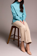 Tribal Fall 2025-2322O-3590-Long Sleeve Mock Neck Sweater-Mist Blue - The Coach Pyramids