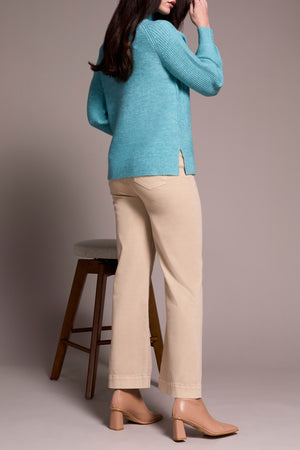 Tribal Fall 2025-2322O-3590-Long Sleeve Mock Neck Sweater-Mist Blue - The Coach Pyramids