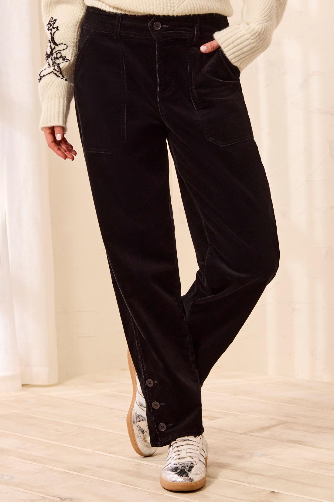 Tribal-Fly Front Ankle Pant W/Button Vent-2323O-0002-Black - The Coach Pyramids
