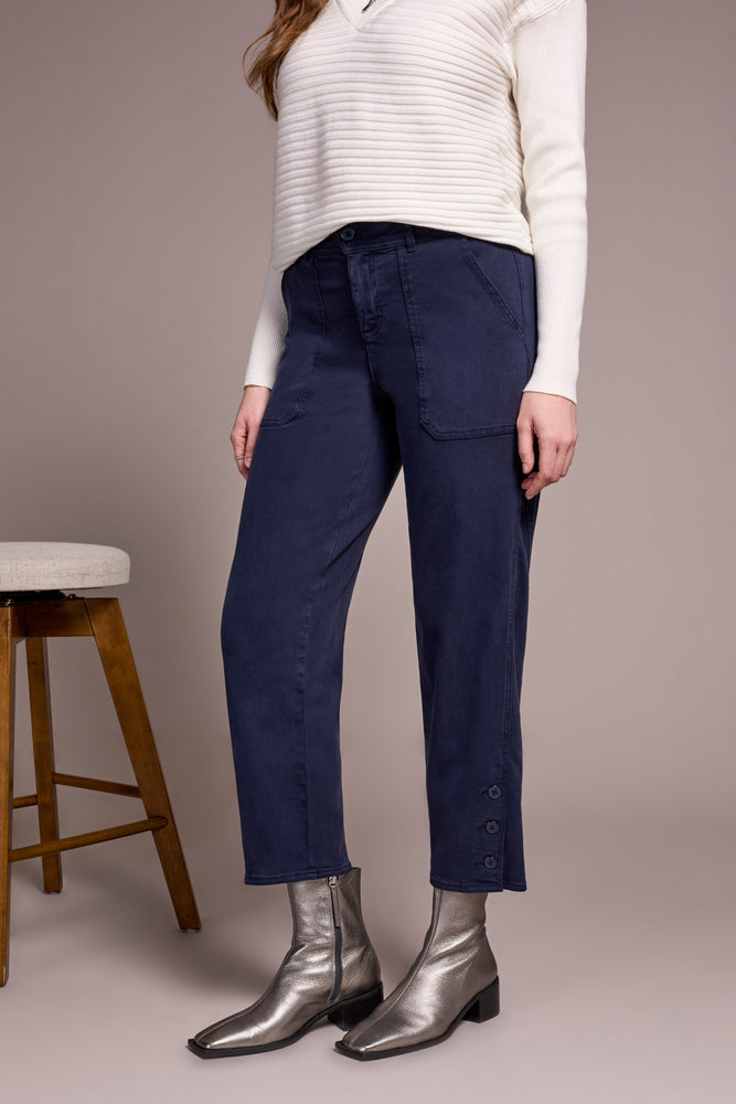 Tribal Fall 2025-2323O-8298-Ankle Pant W/Button Vent-Sapphire - The Coach Pyramids