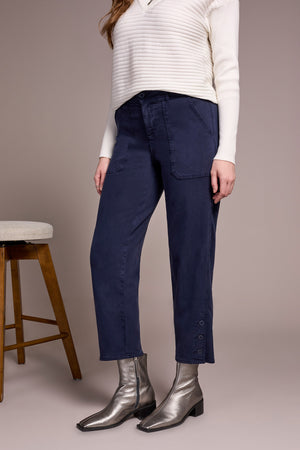 Tribal Fall 2025-2323O-8298-Ankle Pant W/Button Vent-Sapphire - The Coach Pyramids