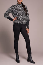 Tribal Fall 2025-2325O-8339-Long Sleeve Mock Neck Top W/Combo-Black - The Coach Pyramids