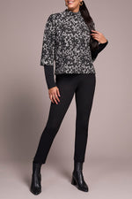 Tribal Fall 2025-2325O-8339-Long Sleeve Mock Neck Top W/Combo-Black - The Coach Pyramids
