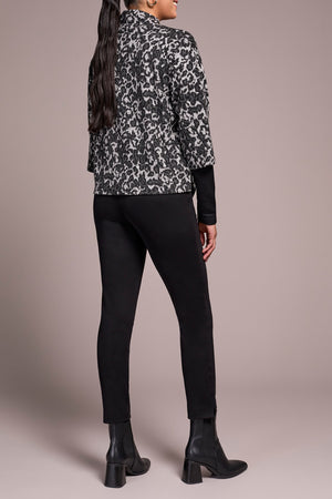 Tribal Fall 2025-2325O-8339-Long Sleeve Mock Neck Top W/Combo-Black - The Coach Pyramids