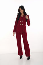 Frank Lyman Fall 2025-233015-441-Knit Pant-Cabernet - The Coach Pyramids
