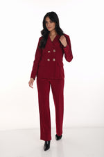 Frank Lyman Fall 2025-233015-441-Knit Pant-Cabernet - The Coach Pyramids