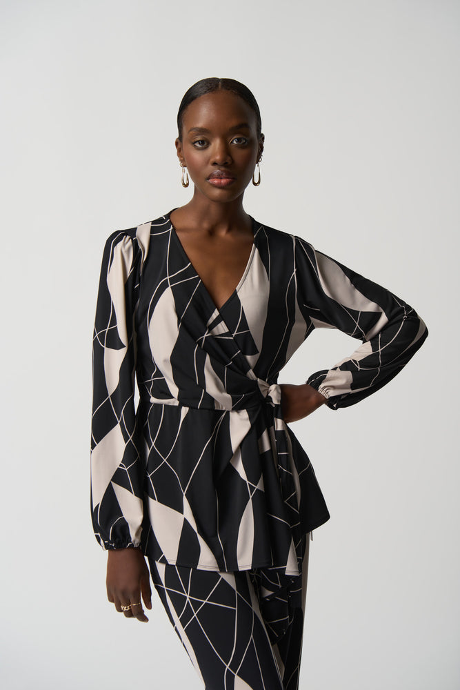 Joseph Ribkoff Fall 2023-233033-Tunic- Black/Moonstone - The Coach Pyramids