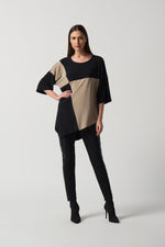 Joseph Ribkoff Fall 2023-233078-Tunic-Black/Latte - The Coach Pyramids