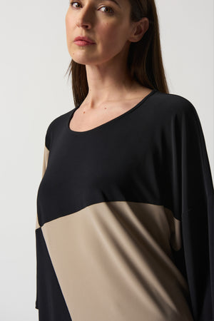 Joseph Ribkoff Fall 2023-233078-Tunic-Black/Latte - The Coach Pyramids