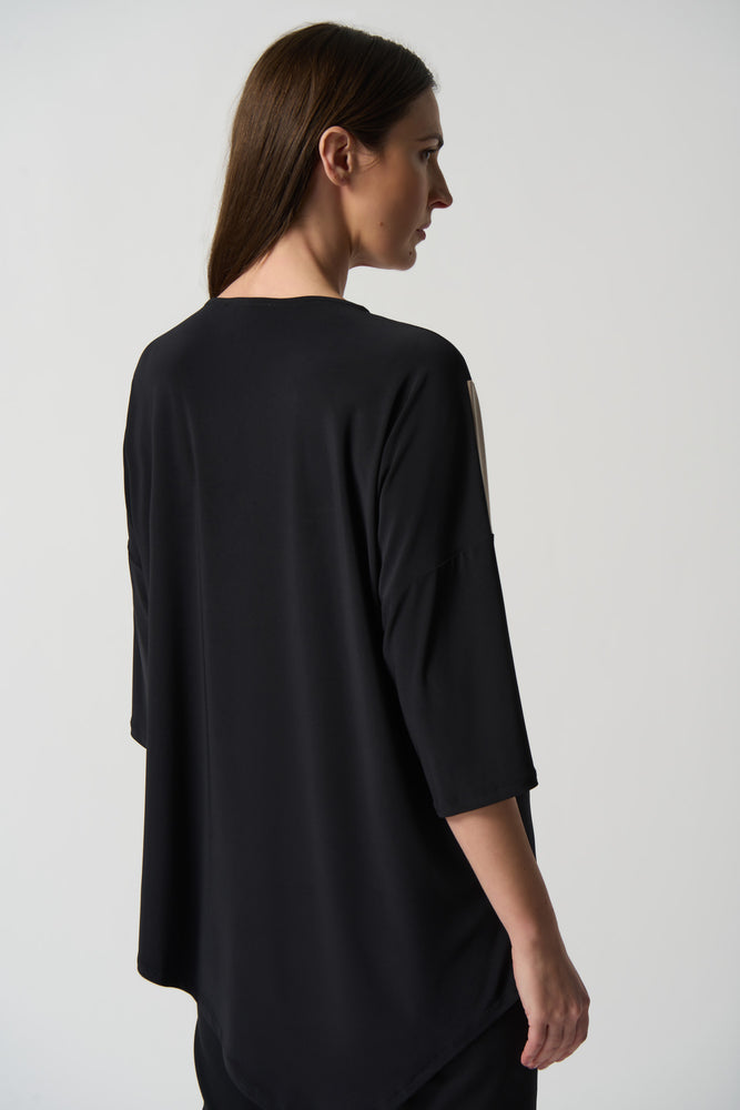 Joseph Ribkoff Fall 2023-233078-Tunic-Black/Latte - The Coach Pyramids