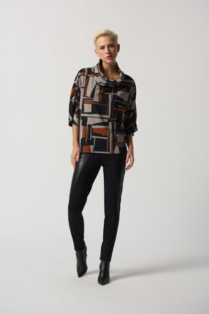 Joseph Ribkoff Fall 2023- 233080-Top-Black/Multi - The Coach Pyramids