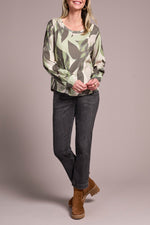 Tribal Fall 2025-2330O-8319-Long Sleeve Crew Neck Top W/Shirt Tail-Ivy - The Coach Pyramids
