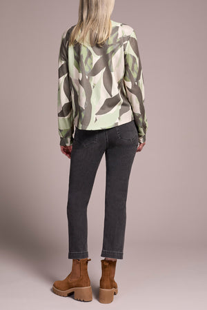 Tribal Fall 2025-2330O-8319-Long Sleeve Crew Neck Top W/Shirt Tail-Ivy - The Coach Pyramids