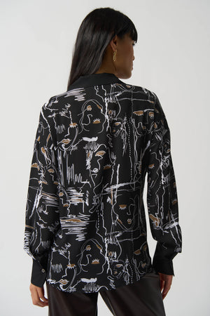 Joseph Ribkoff Fall 2023- 233128-Blouse-Black/Multi - The Coach Pyramids