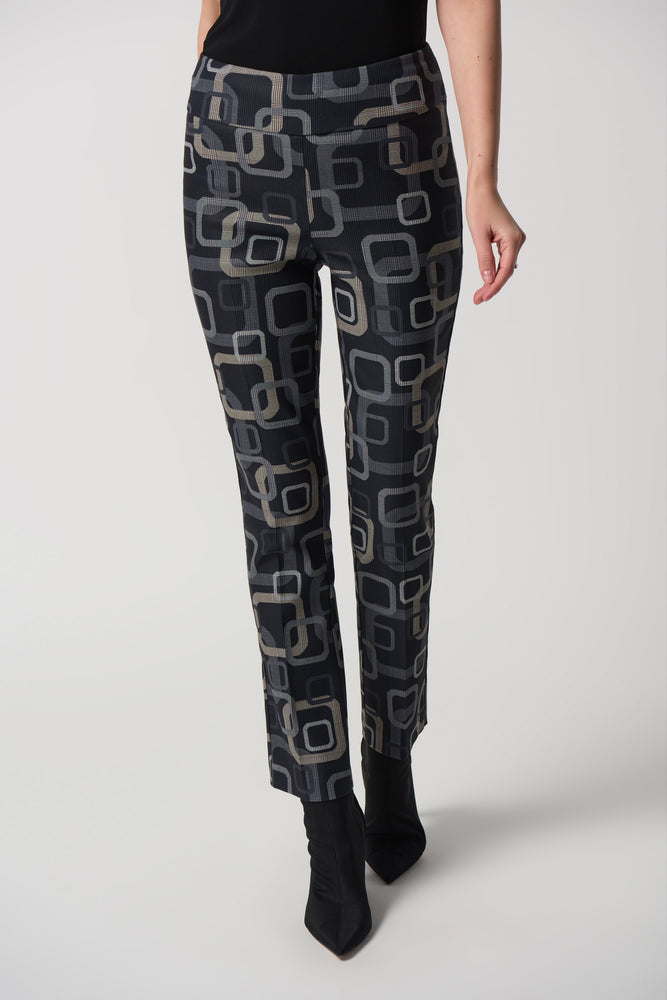 Joseph Ribkoff Spring  2024 -233163-Pant-Black/Multi - The Coach Pyramids