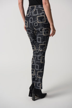 Joseph Ribkoff Spring  2024 -233163-Pant-Black/Multi - The Coach Pyramids