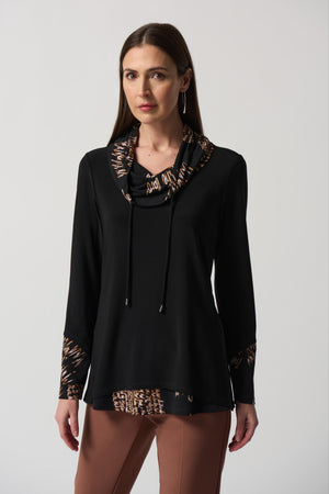 Joseph Ribkoff Fall 2023-233171-Tunic-Black/Multi - The Coach Pyramids