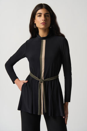 Joseph Ribkoff Fall 2023-233187-Tunic-Black/Latte/Avocado - The Coach Pyramids