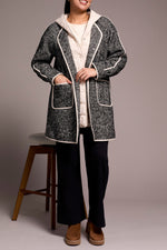 Tribal Fall 2025-2331O-8325-Long Sleeve Coat W/Fooler Hood-Charcoal - The Coach Pyramids