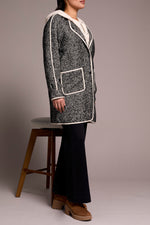 Tribal Fall 2025-2331O-8325-Long Sleeve Coat W/Fooler Hood-Charcoal - The Coach Pyramids