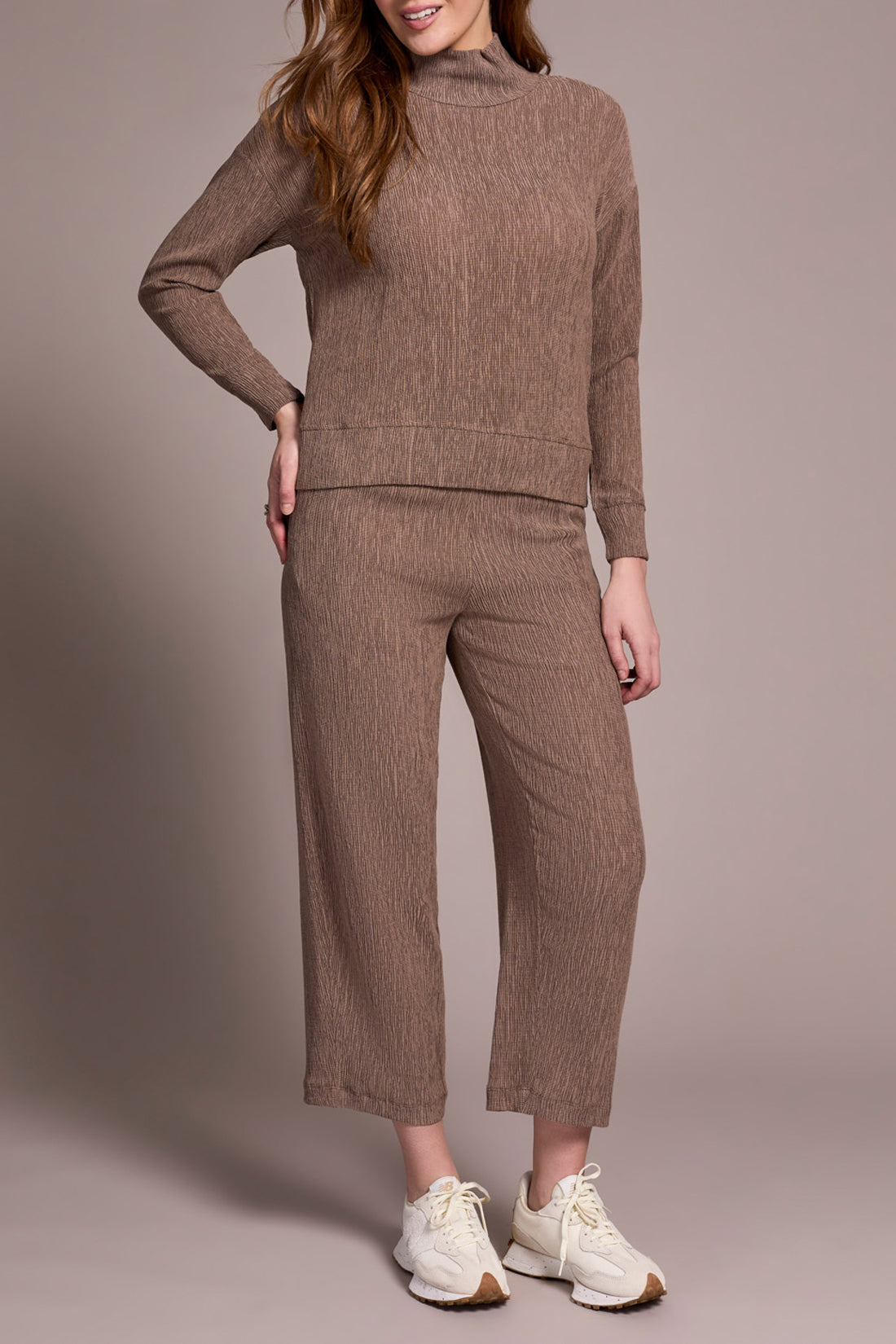 Tribal Fall 2025-2332O-8324-Long Sleeve Mock Neck Top-Wine - The Coach Pyramids