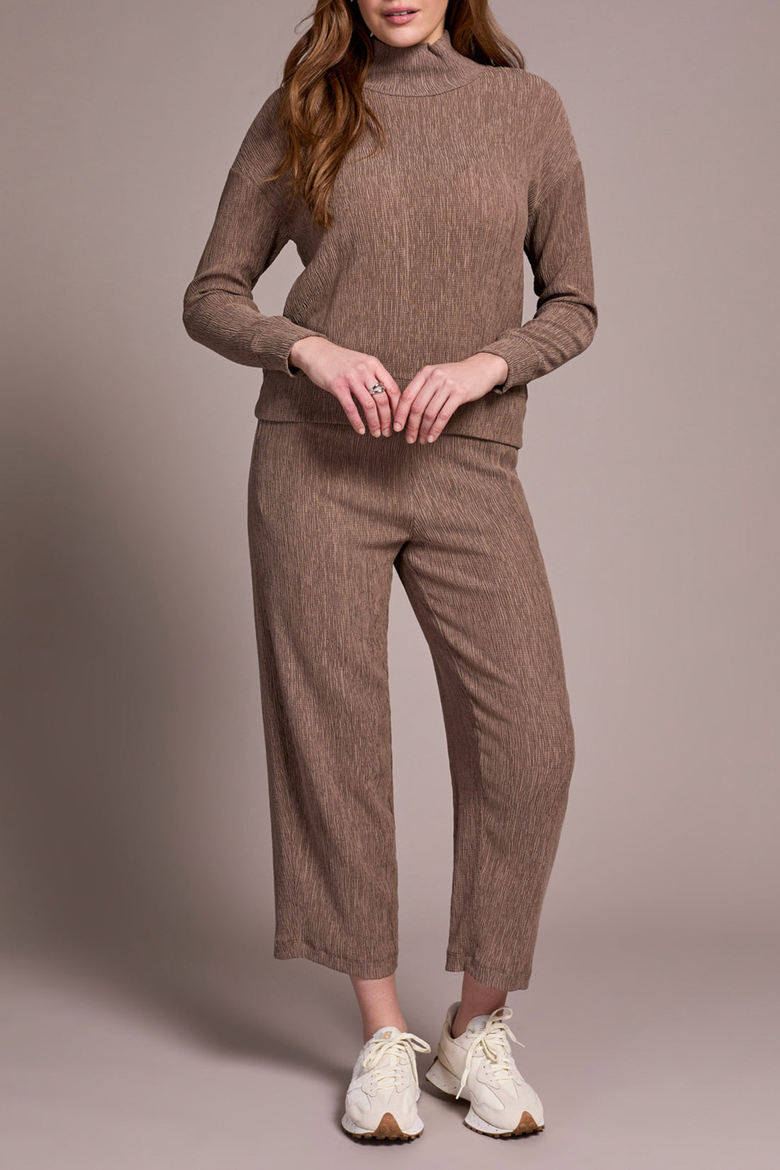 Tribal Fall 2025-2332O-8324-Long Sleeve Mock Neck Top-Wine - The Coach Pyramids