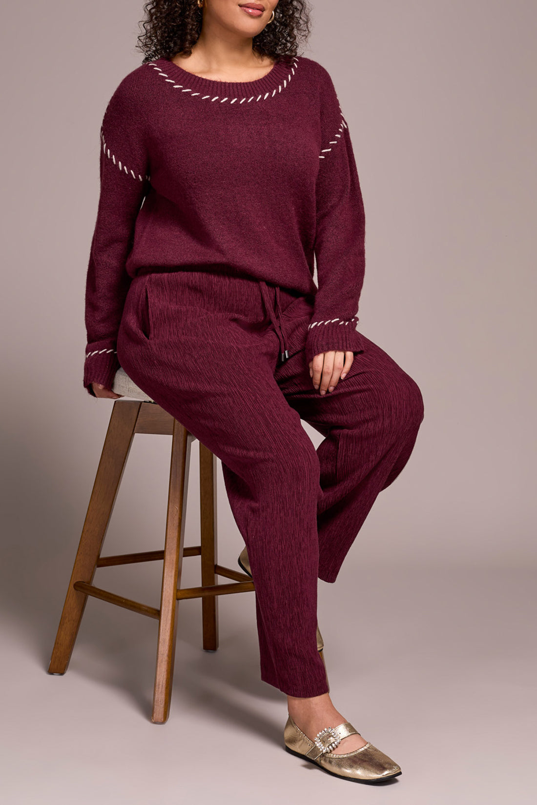Tribal Fall 2025-2333O-8324-Pull On Barrel Pant-Wine - The Coach Pyramids