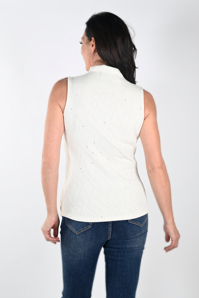 Frank Lyman Fall/Winter 2023 -233486-Knit Top-Off White - The Coach Pyramids