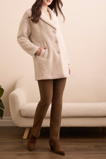 Tribal Fall 2025-2335O-8309-Long Sleeve Button Front Shawl Collar Coat-Sand Stone - The Coach Pyramids