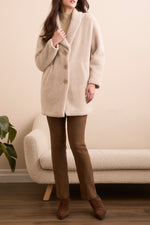 Tribal Fall 2025-2335O-8309-Long Sleeve Button Front Shawl Collar Coat-Sand Stone - The Coach Pyramids